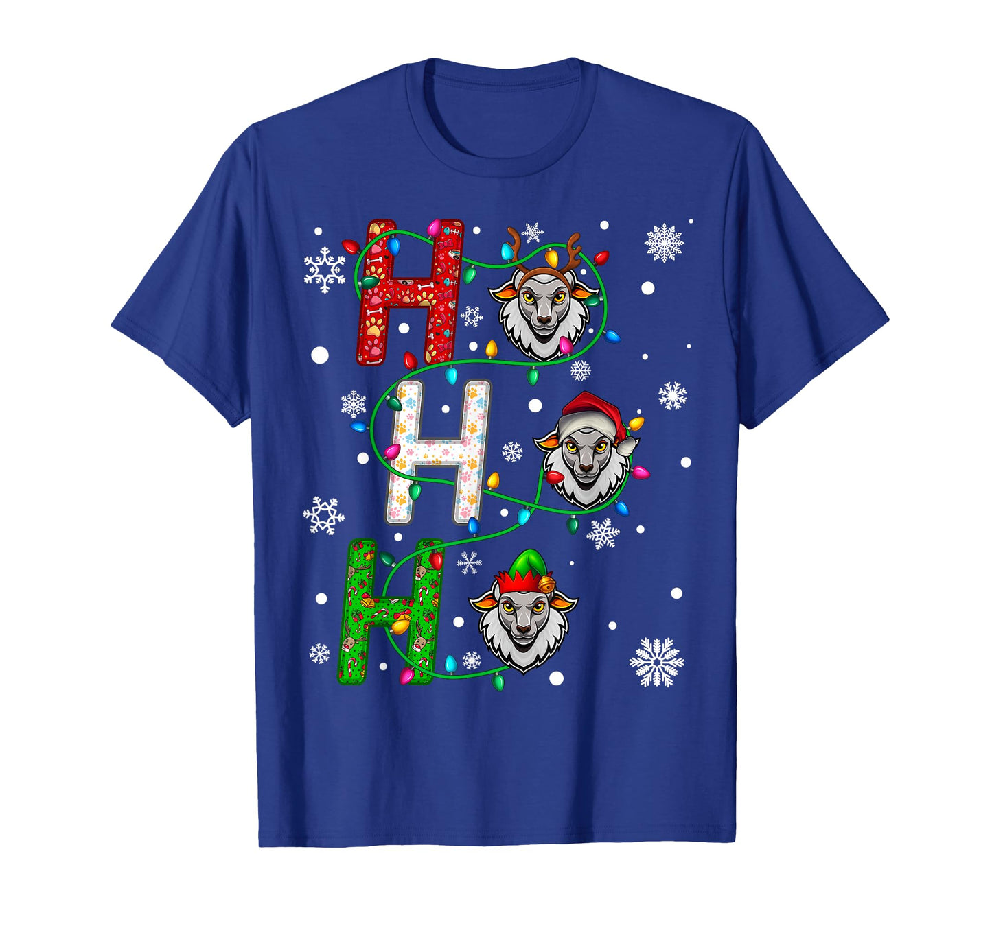 Matching Christmas Santa Hat Ho Ho Ho Sheep Animal Xmas T-Shirt