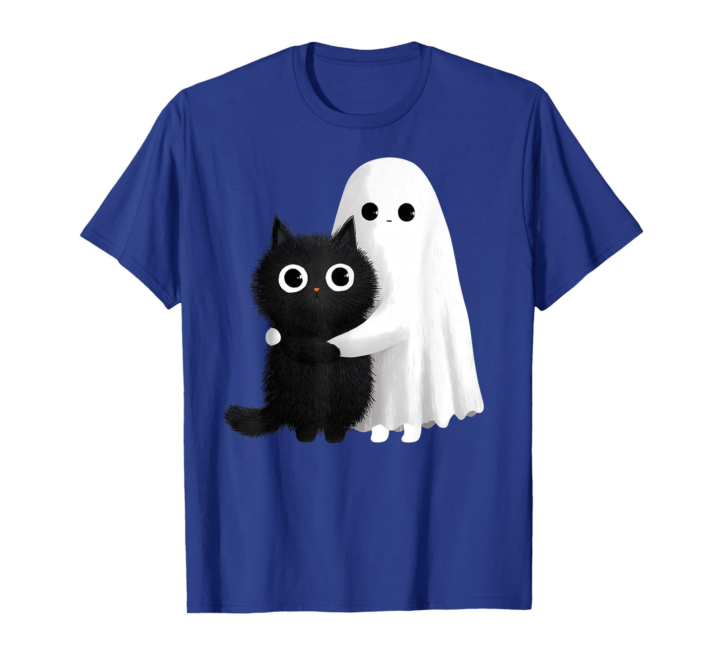 Spooky Boo Ghost Hugging Black Cat Halloween Cats Mom Dad T-Shirt