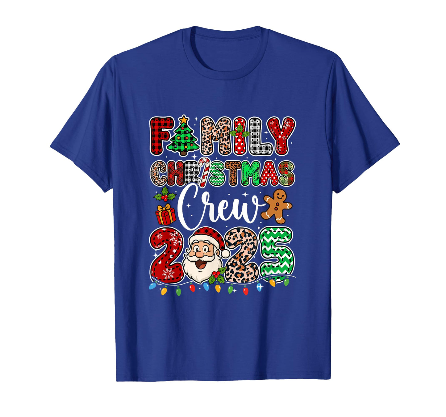 Family Christmas Crew 2025 Leopard Funny Santa Family Kids T-Shirt