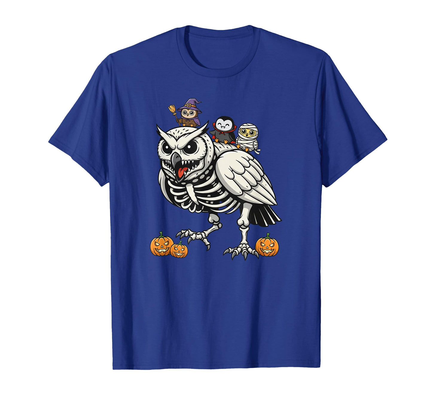 Funny Owl Skeleton Mummy Witch Halloween Kids Mens Womens T-Shirt