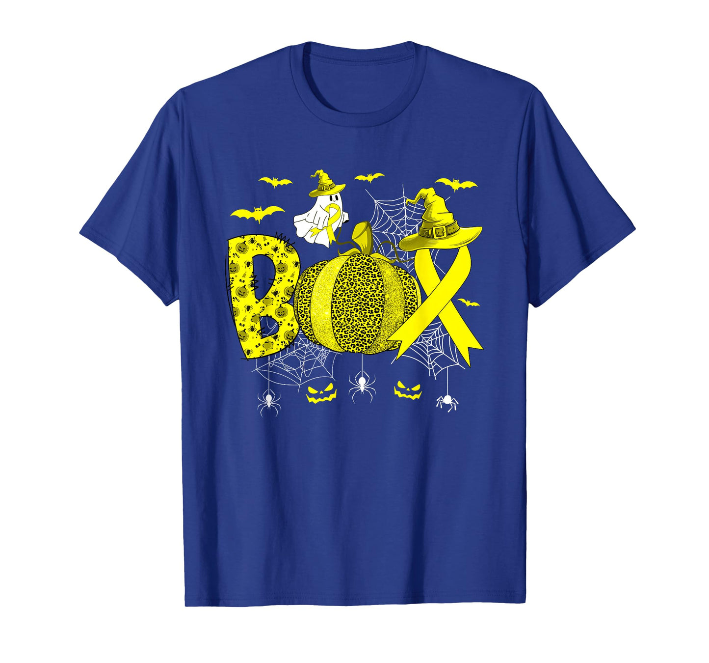 Boo Spina Bifida Yellow Ribbon Ghost Witch Pumpkin Halloween T-Shirt