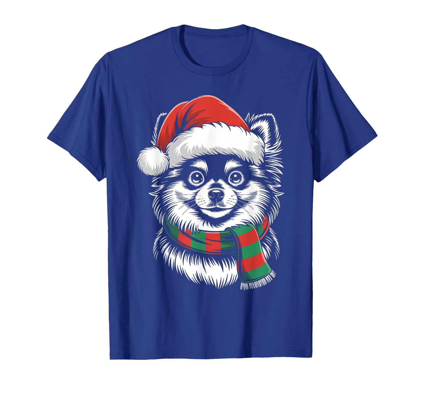 Pomeranian Dog Xmas Santa Hat Scarf Christmas Costume T-Shirt