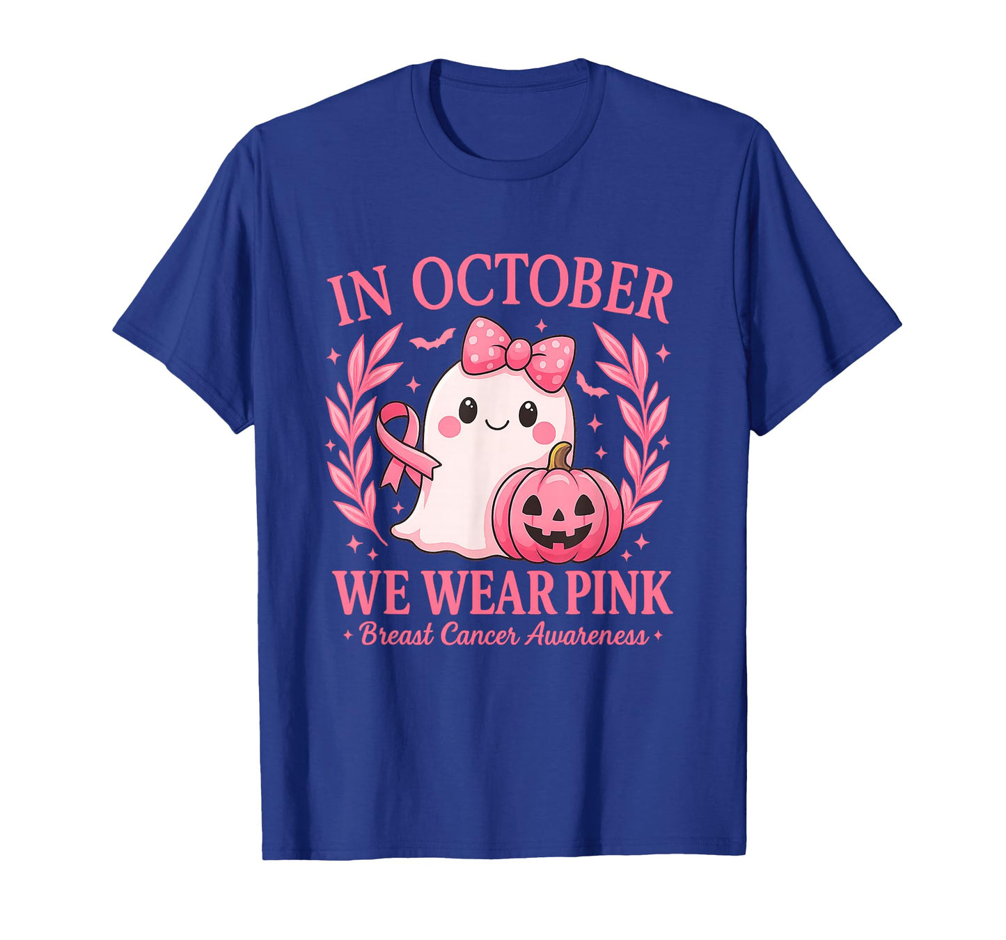 in October We Wear Pink Shirt Ghost Breast Cancer Awareness T-Shirt