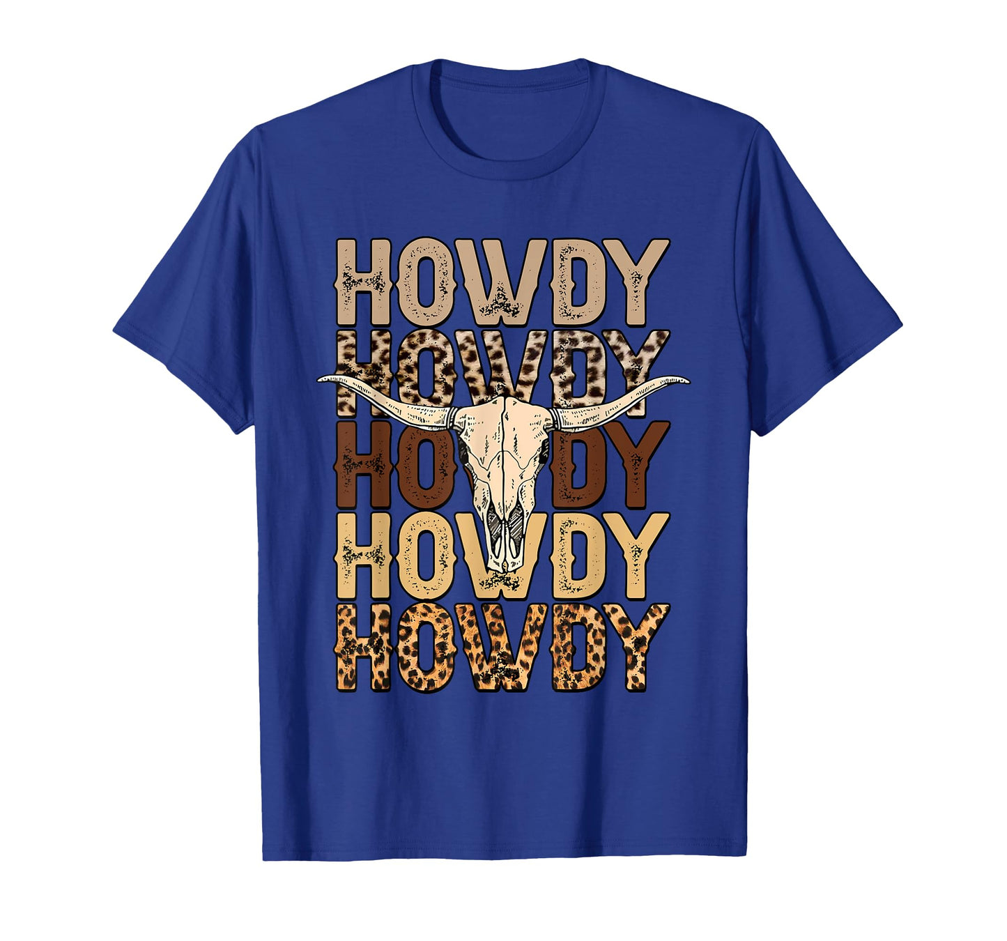 Leopard Howdy Country Music Western Cow Skull Cowboy T-Shirt