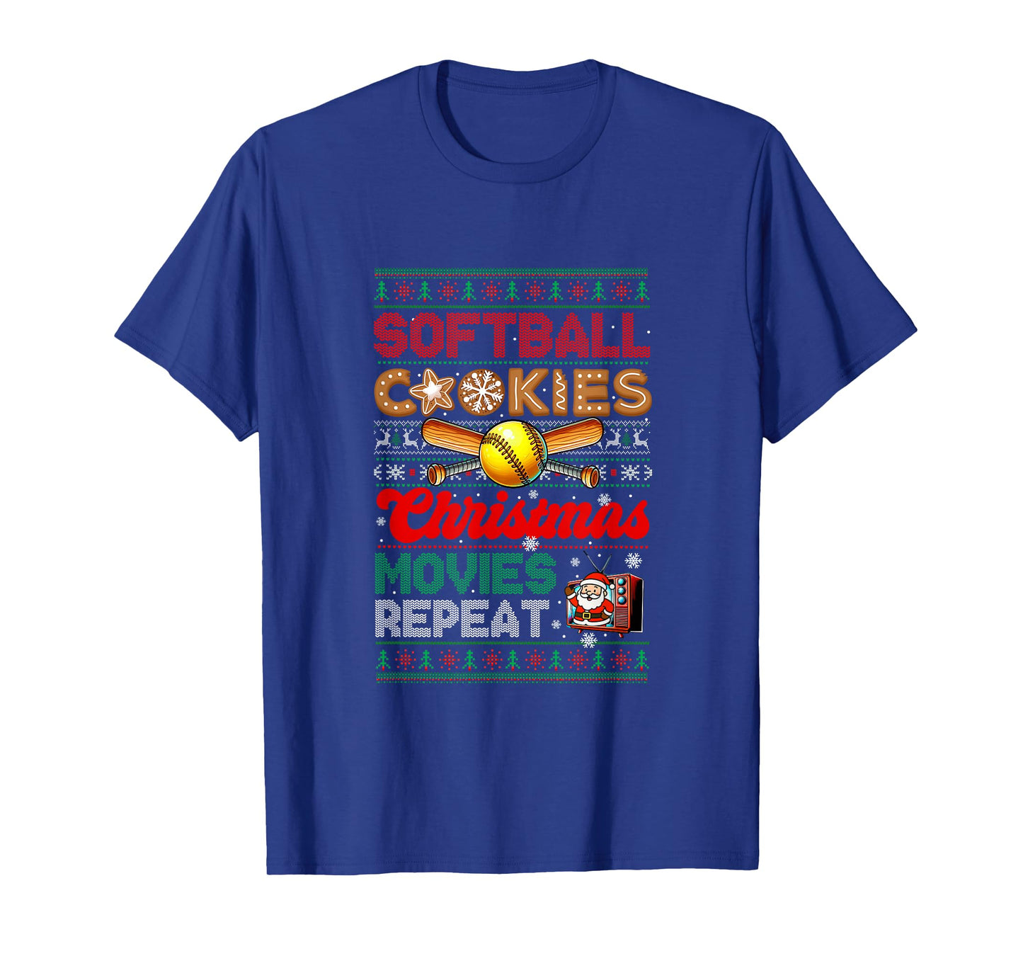 Softball Cookies Christmas Movies Repeat Sweater Player T-Shirt