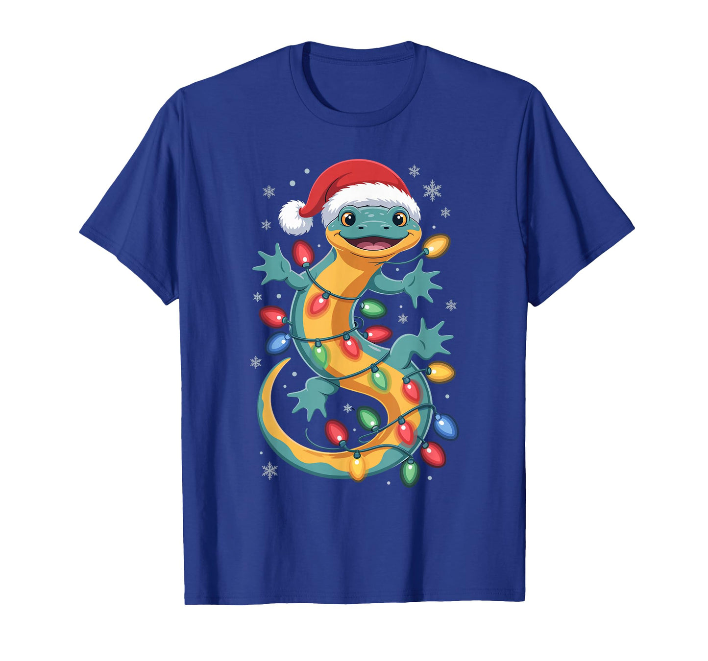 Christmas Hellbender Salamander Holiday Lights Santa Hat Fun T-Shirt