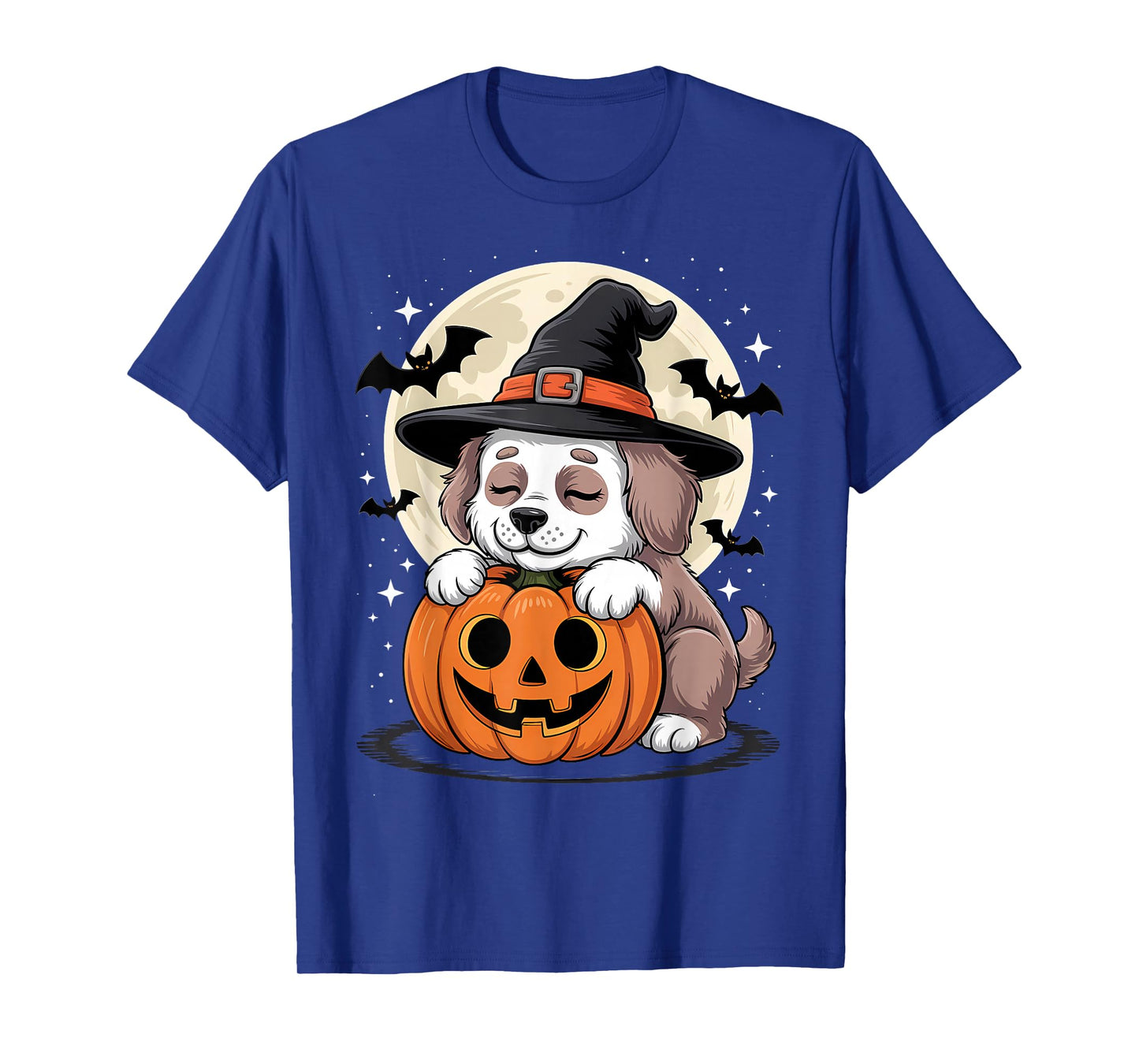 Halloween Dog Witch Hat Pumpkin Spooky T-Shirt