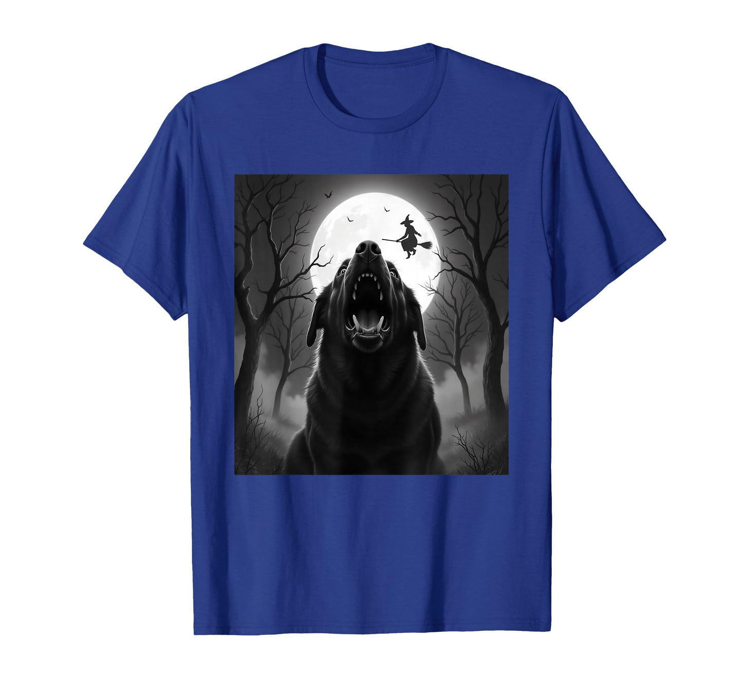 Funny Rottweiler Selfie Full Moon Flying Witch Halloween Dog T-Shirt