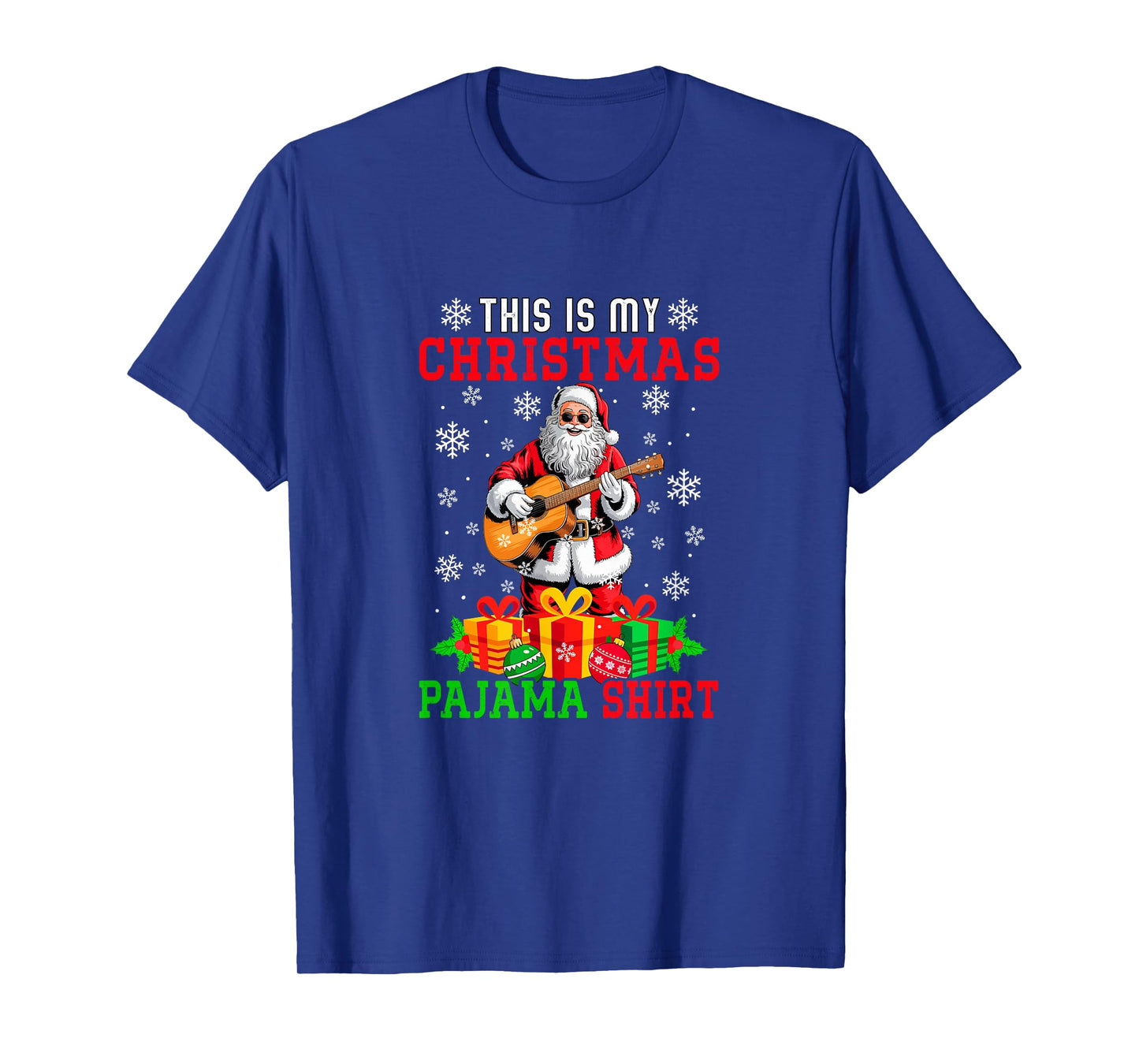 My Christmas Pajama Shirt Santa Playing Guitar Instrument T-Shirt