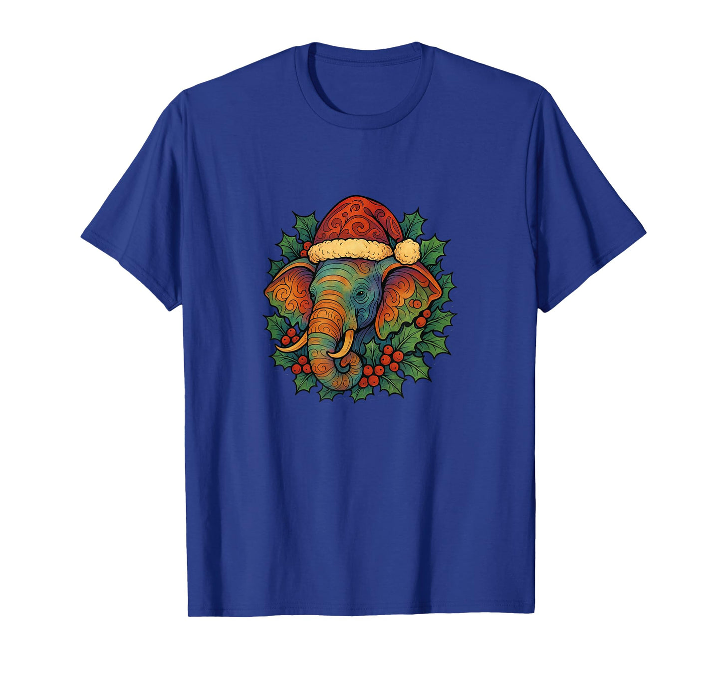 Elephant Wearing a Santa Hat Christmas Safari Holiday T-Shirt