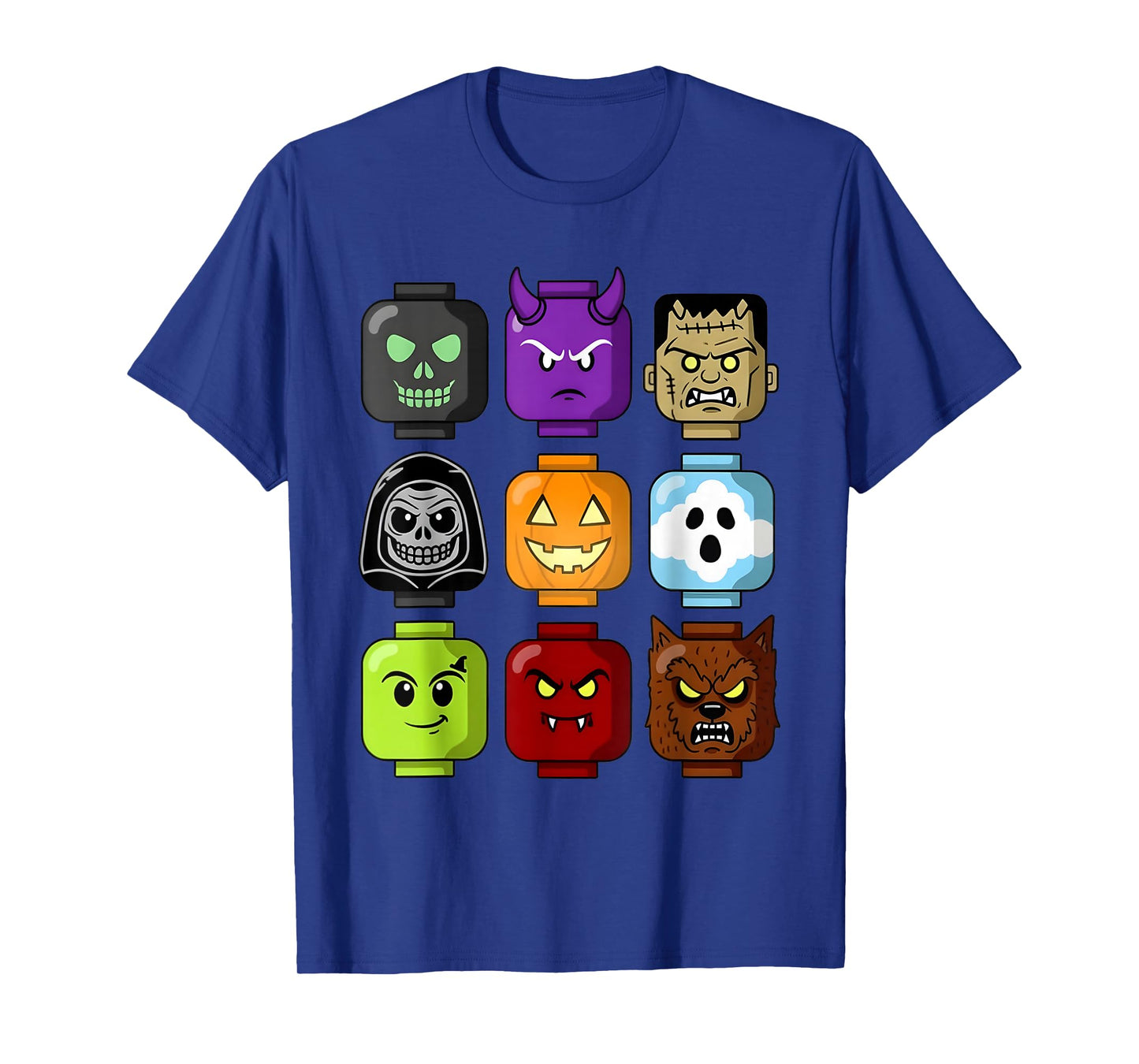 Halloween Building Brick Head Pumpkin Ghost Zombie Boys T-Shirt
