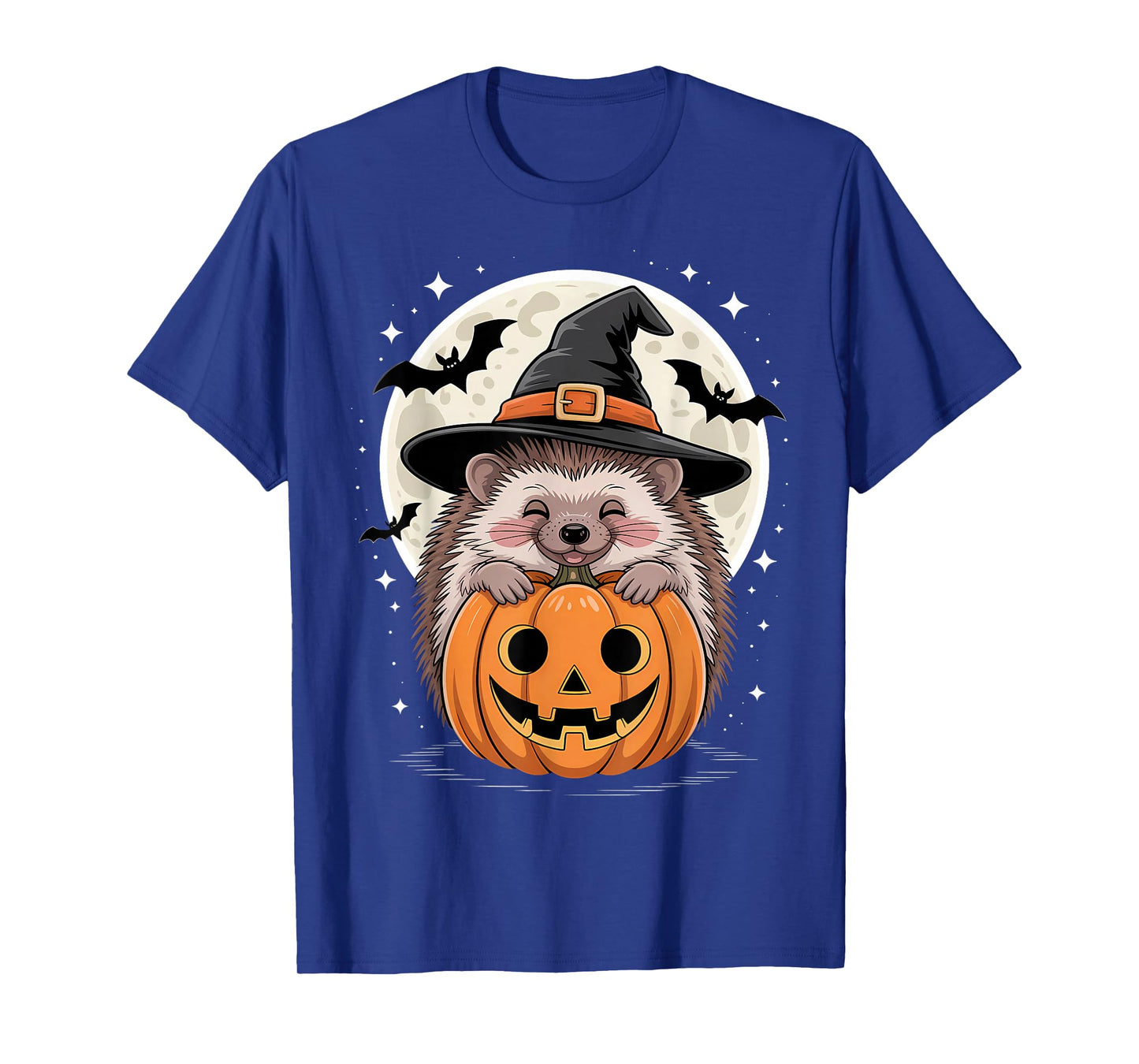 Halloween Hedgehog Witch Hat Pumpkin Spooky T-Shirt