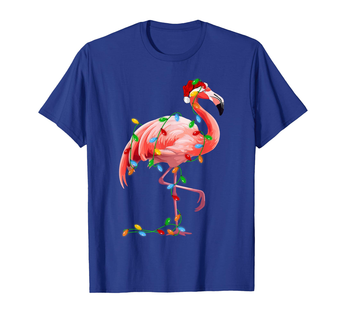 Xmas Lights Santa Pink Flamingo Christmas T-Shirt