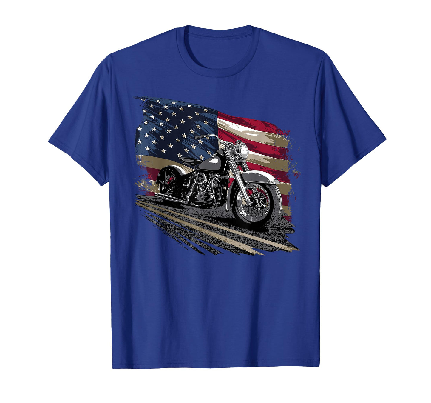 Open Air Road Trip Cruising Black Distressed American Flag Classic Fit T-Shirt