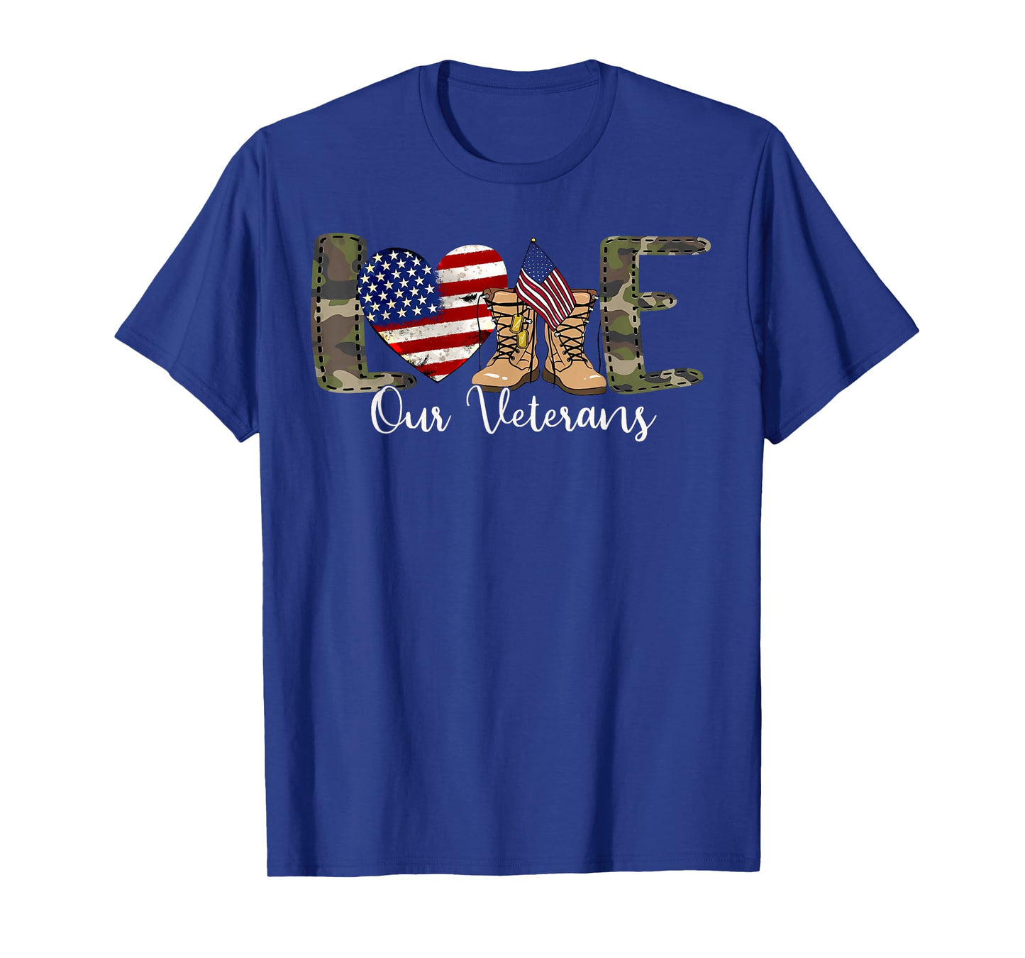 Love Our Veterans Day Proud Military American Flag T-Shirt