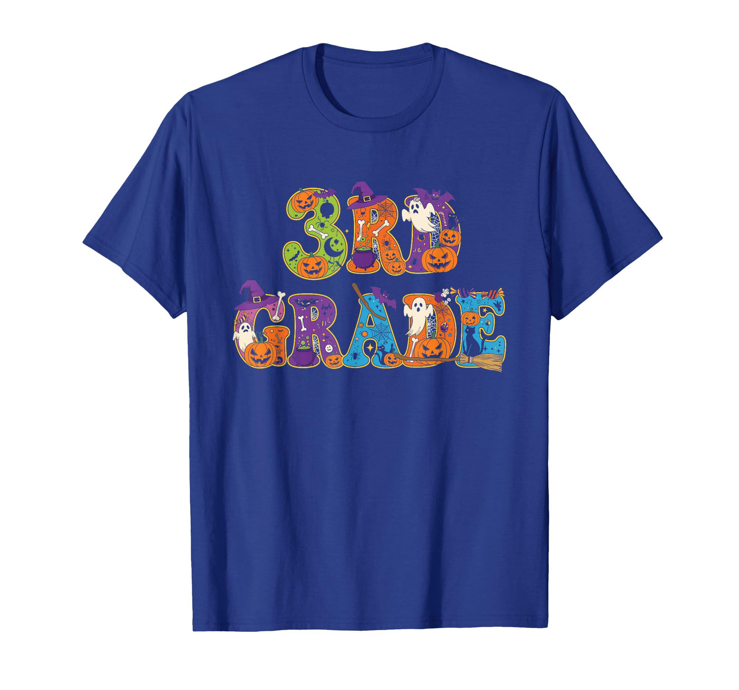 3rd Grade Pumpkin Ghost Skeleton Halloween Kids Mens Womens T-Shirt