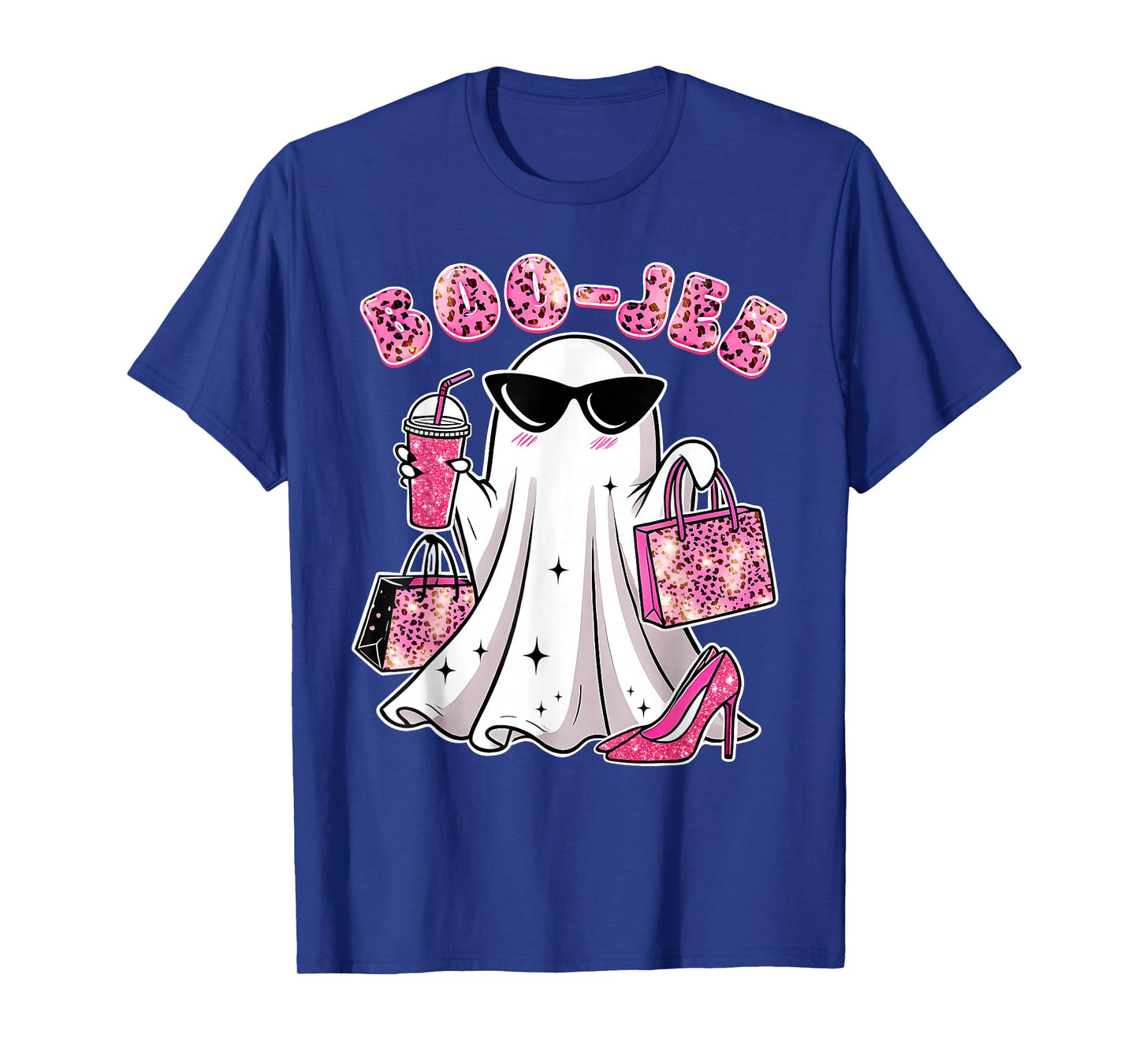 Coquette Pink Leopard Boo-JEE Ghost Halloween Women Girls T-Shirt