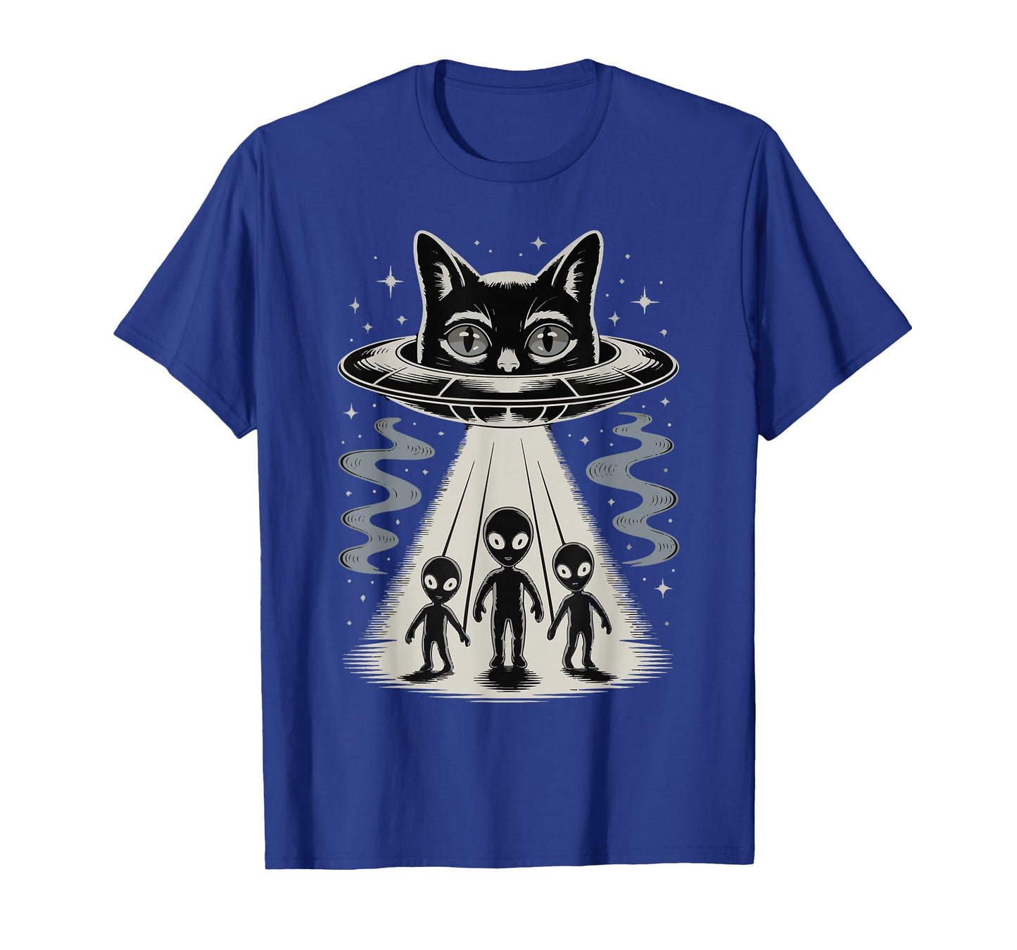Halloween Cat Selfie Scary Alien Abduction Cats UFO Flying T-Shirt