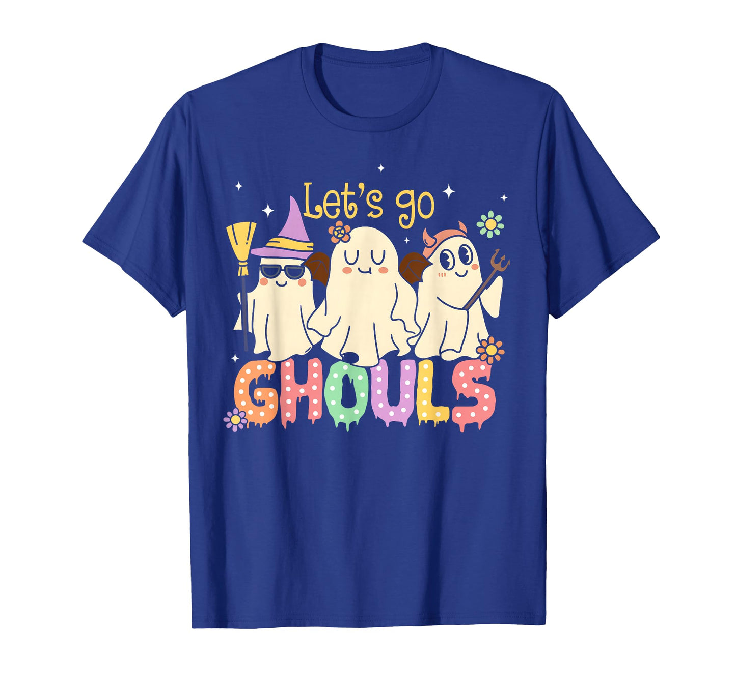 Let's Go Ghouls Halloween Ghost Retro Groovy Outfit Costume T-Shirt