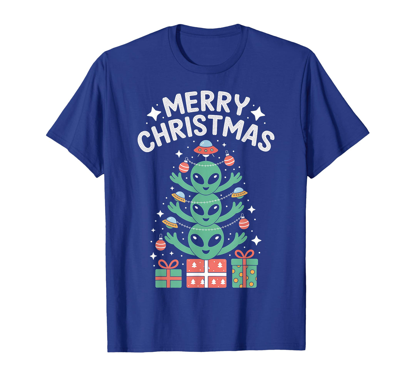 Funny Alien Trio Merry Ugly Christmas Santa Hat Gifts Xmas T-Shirt