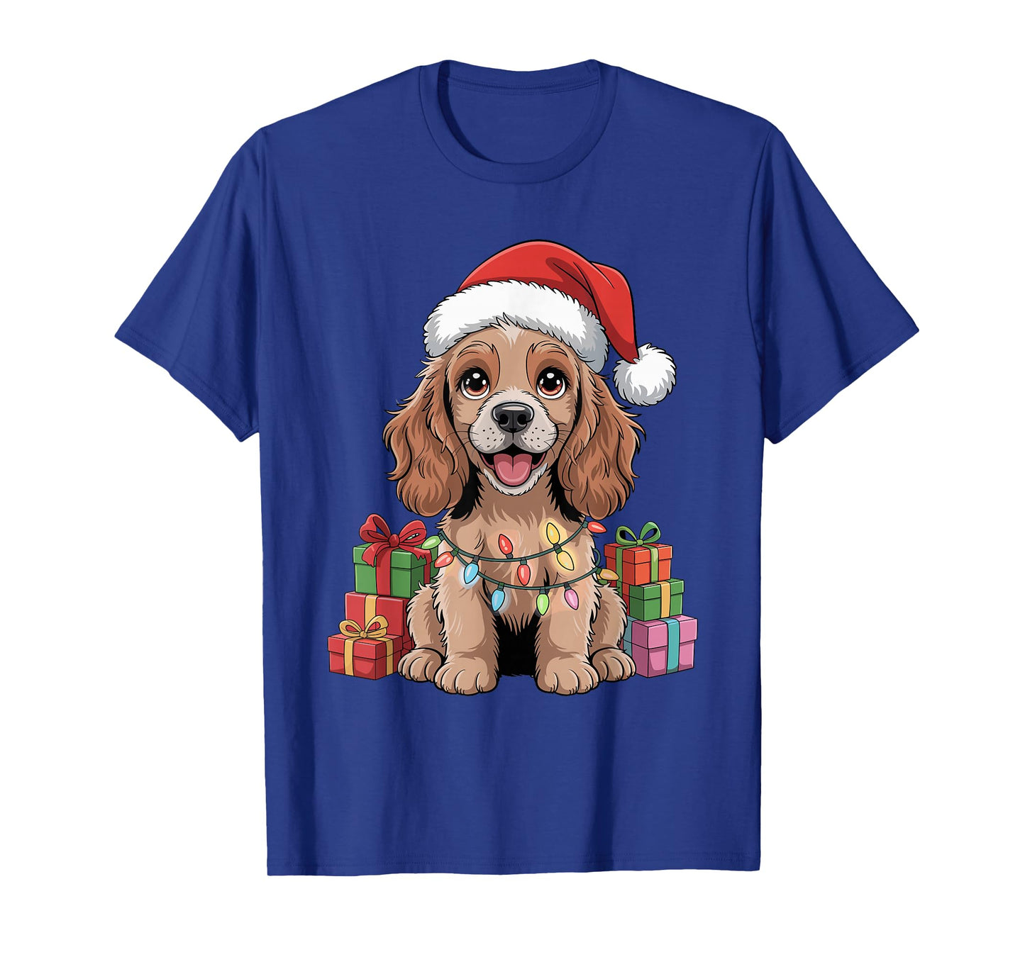Cocker Spaniel Santa Hat Christmas Xmas Dog Lovers Holiday T-Shirt