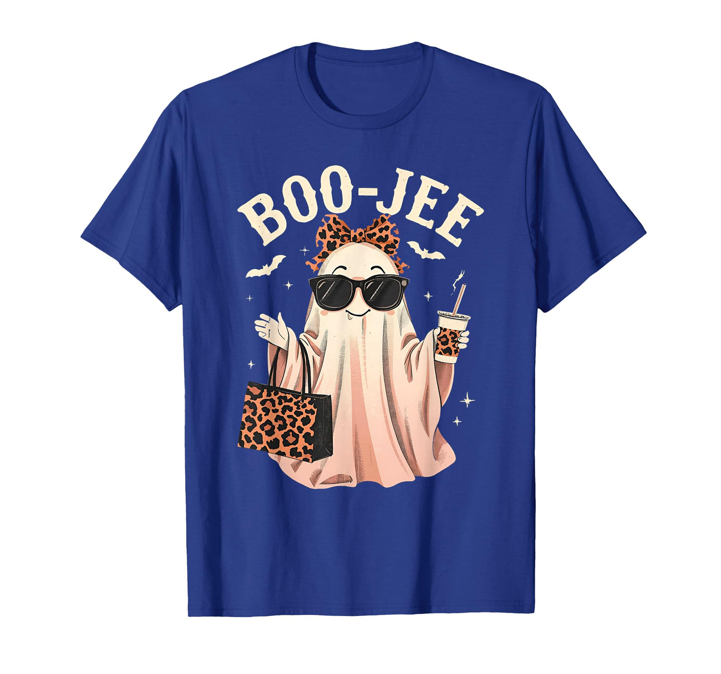 Coquette Leopard Ghost Coffee Boo-JEE Halloween Boujee Ghost T-Shirt