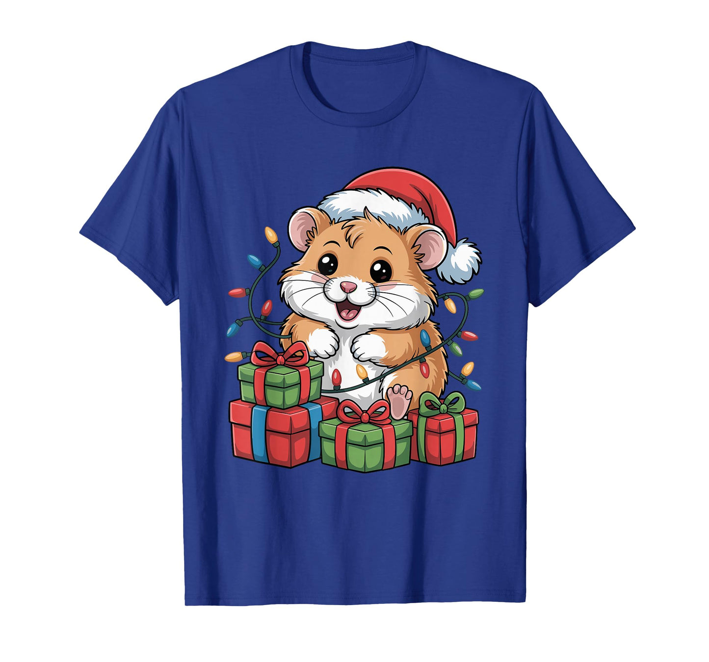 Hamster Santa Hat Christmas Design Funny Pet Lovers Holiday T-Shirt
