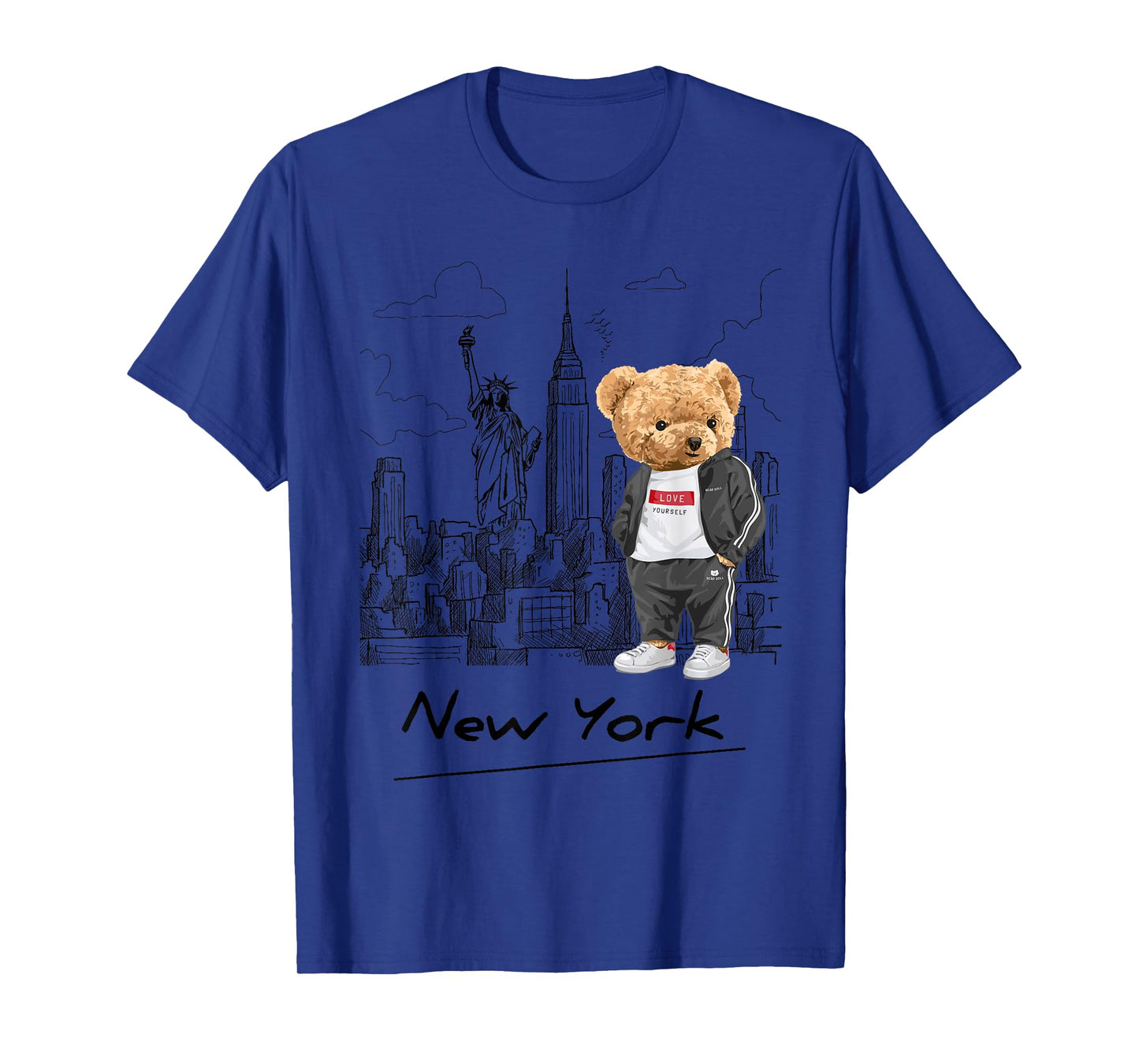Cool New York City Teddy Bear Illustration Graphic Designs T-Shirt