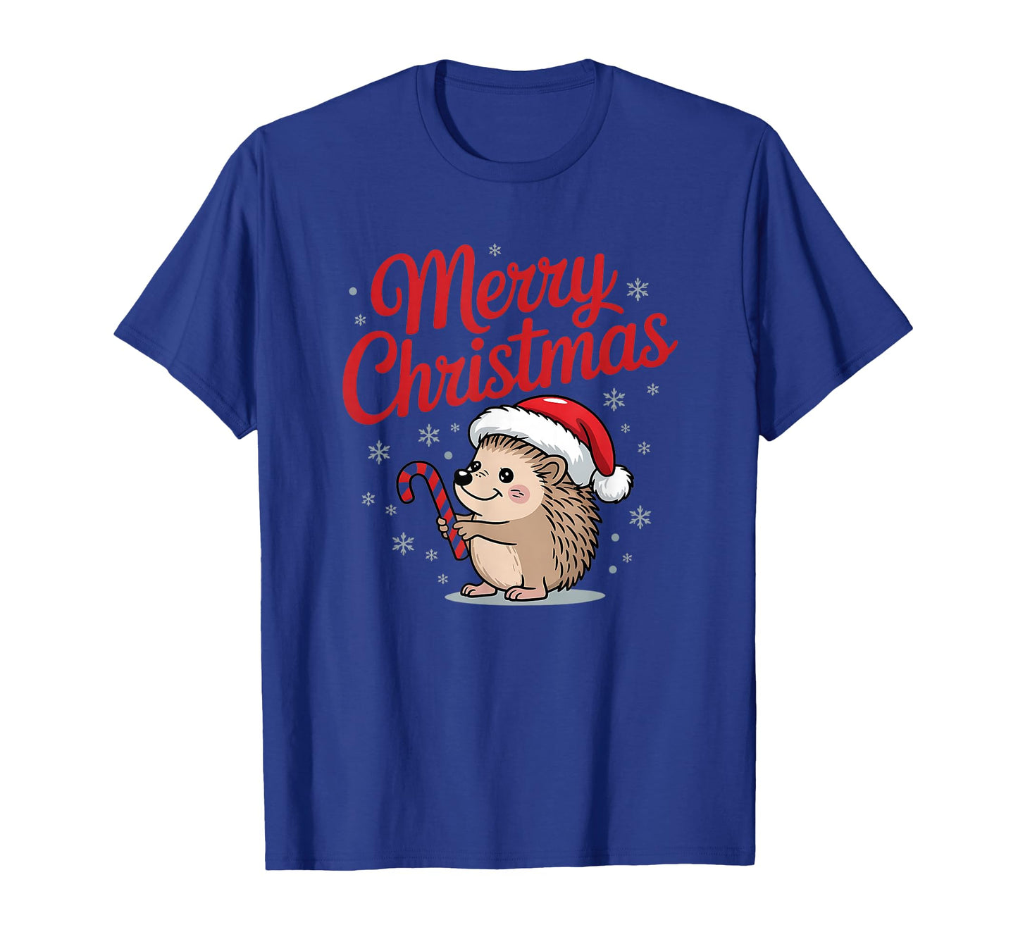 Cute Hedgehog Merry Christmas Santa Hat Holiday Art T-Shirt