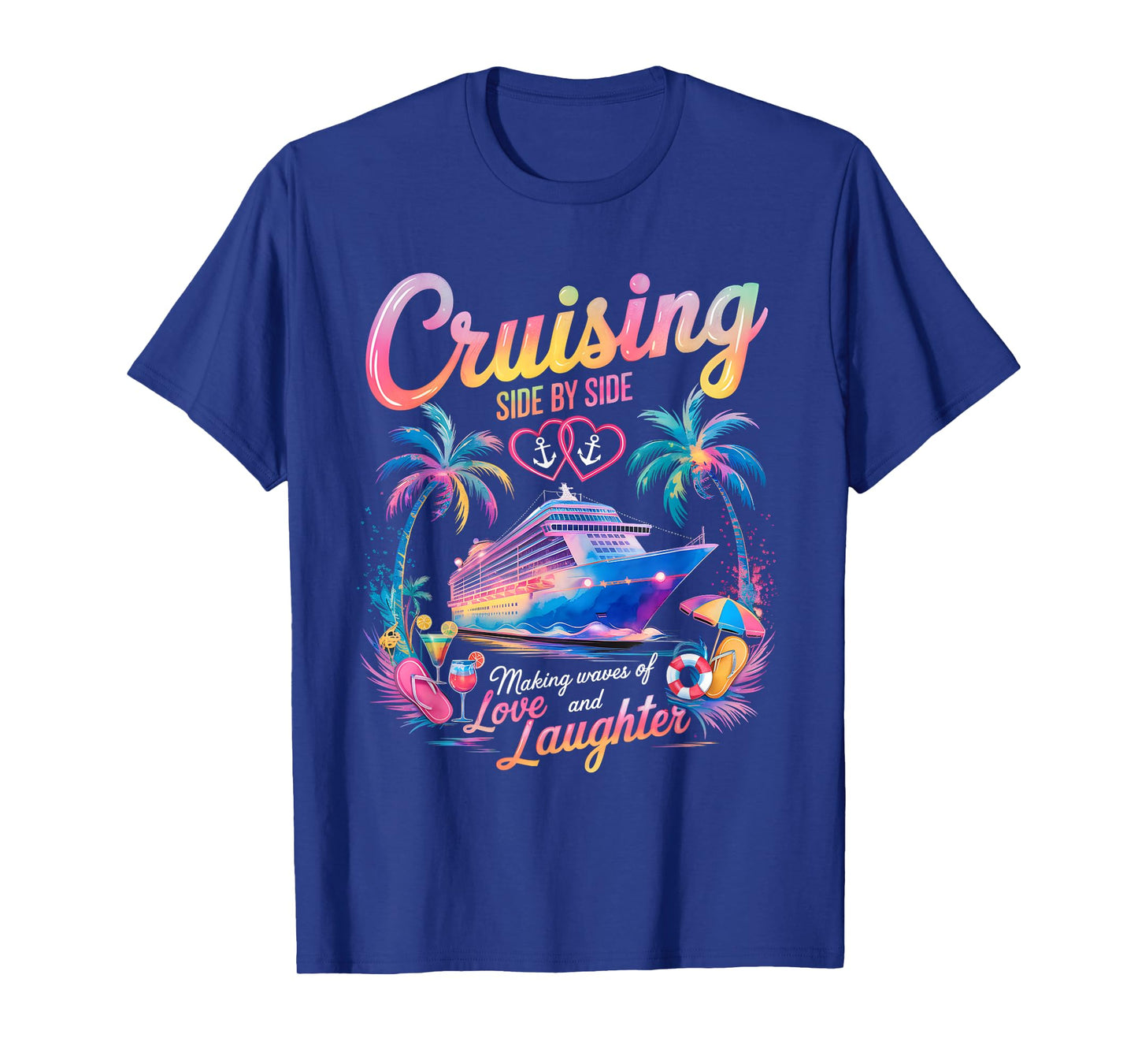 Cruising Side by Side Husband Wife Love Cruise Couple T-Shirt