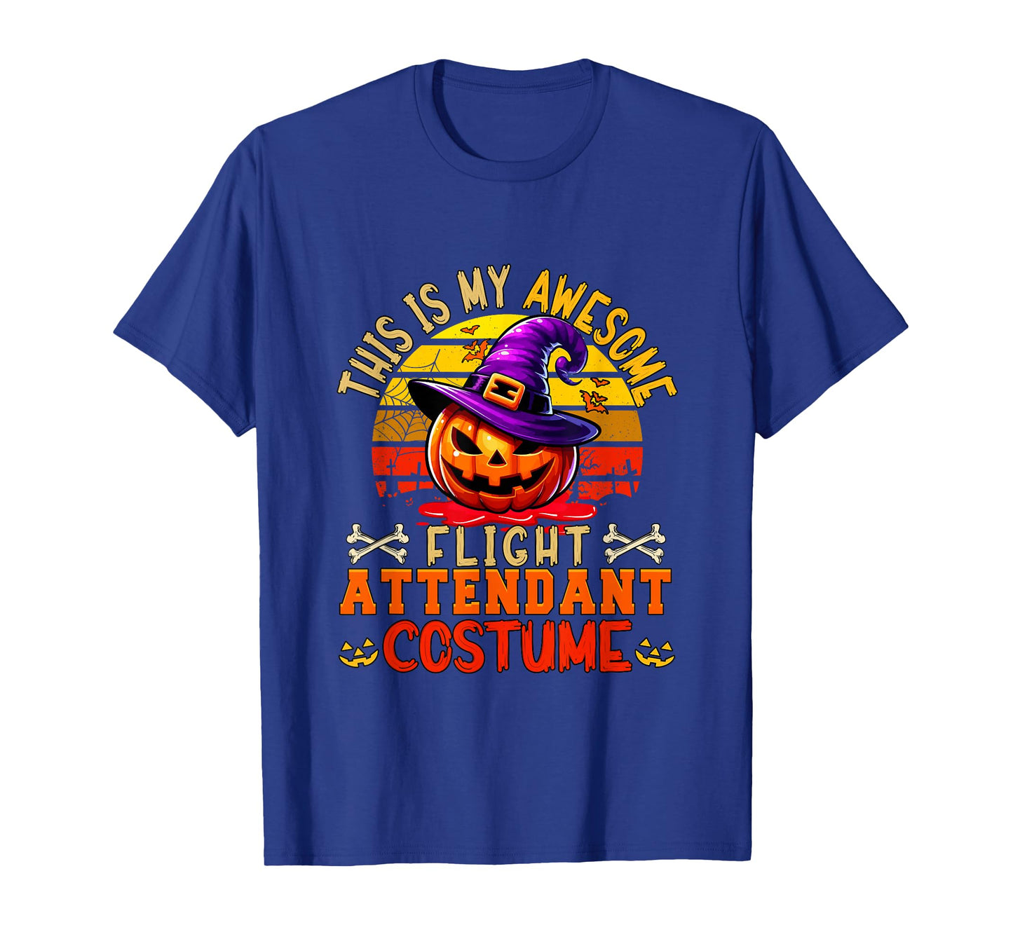 Vintage My Awesome Flight Attendant Costume Carved Pumpkin T-Shirt