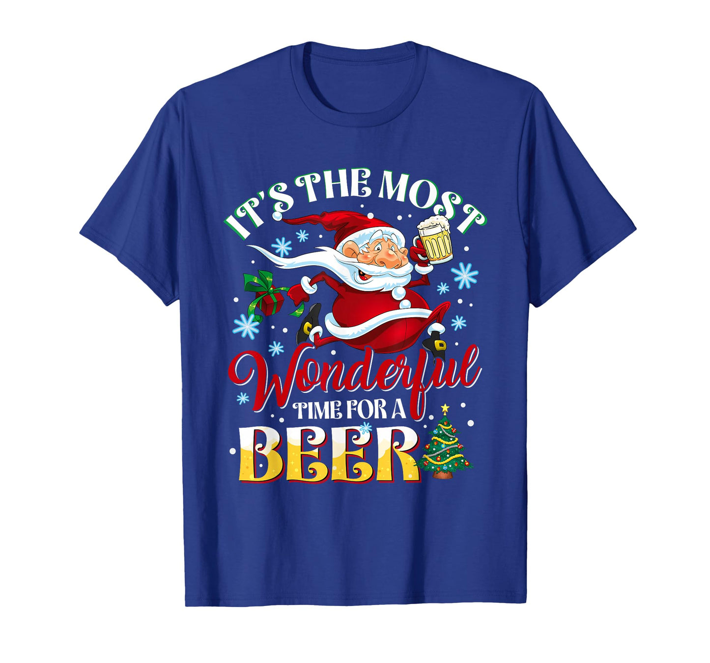 Wonderful Time for A Beer Christmas Santa Drinking Beer T-Shirt
