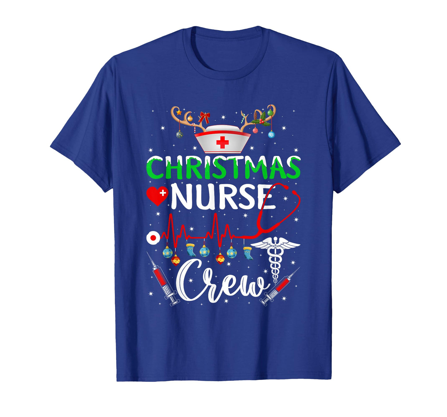 Christmas Nurse Crew Reindeer Nurse Scrub Tops ER Rn Nursing T-Shirt