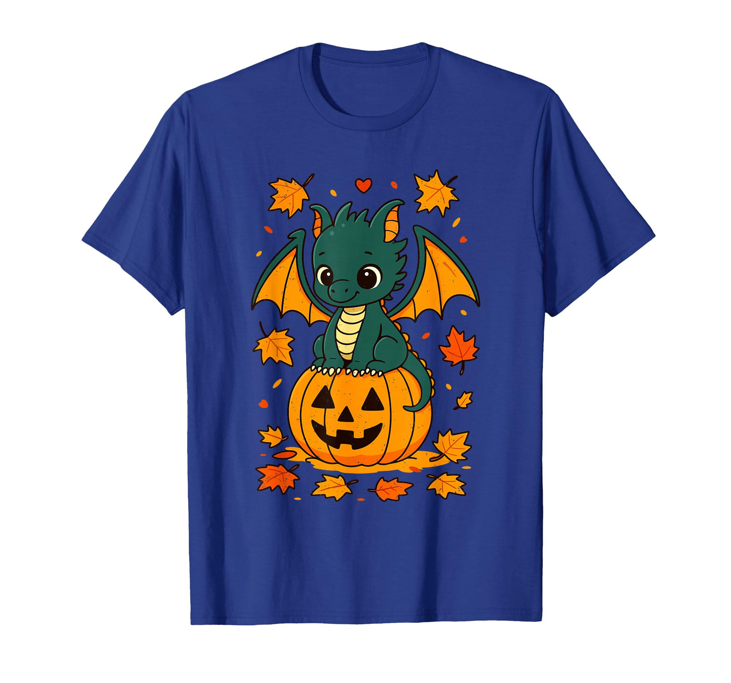 Dragon Pumpkin Halloween Cute Jack O Lantern Autumn Leaves T-Shirt
