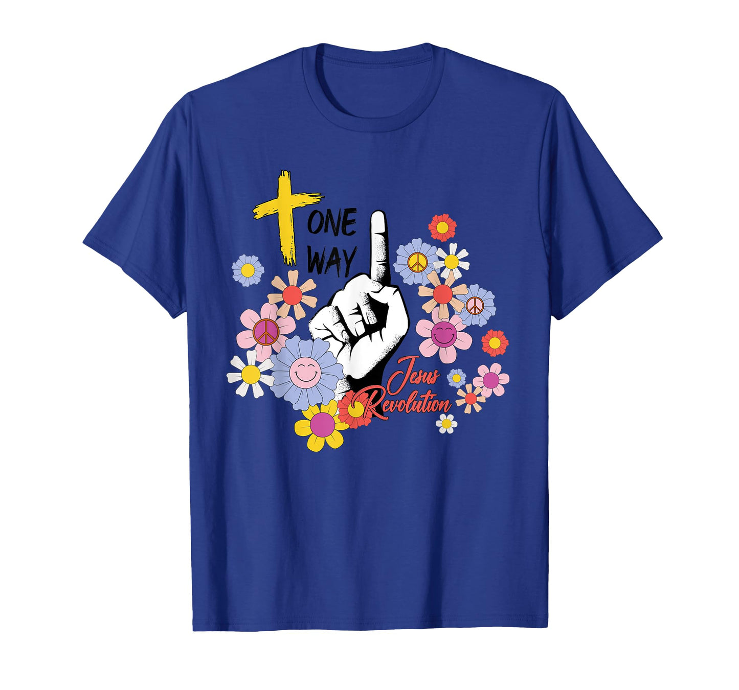 Groovy Retro Jesus Revolution Hippie Flowers One Way Women T-Shirt