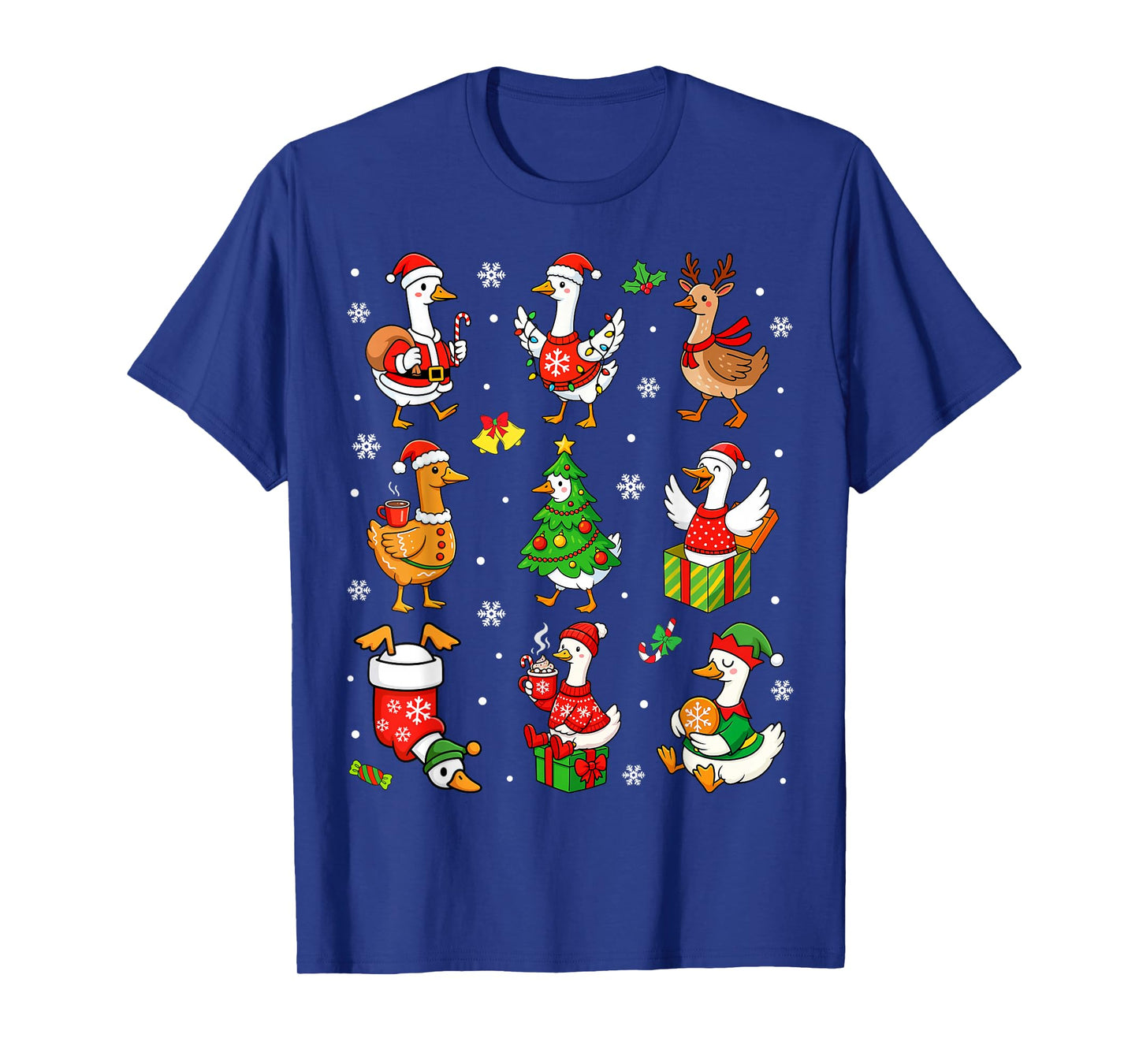 Cute Silly Goose Santa Christmas Merry Goosemas Xmas Kids T-Shirt