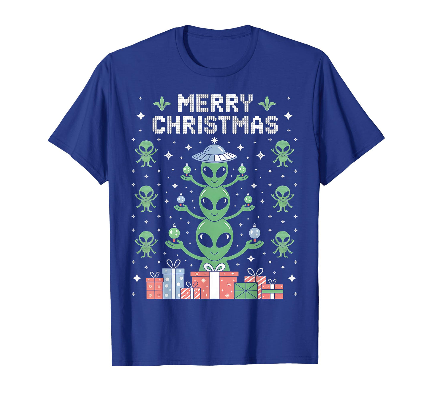 Funny Alien Trio Merry Ugly Christmas Santa Hat Gifts Xmas T-Shirt