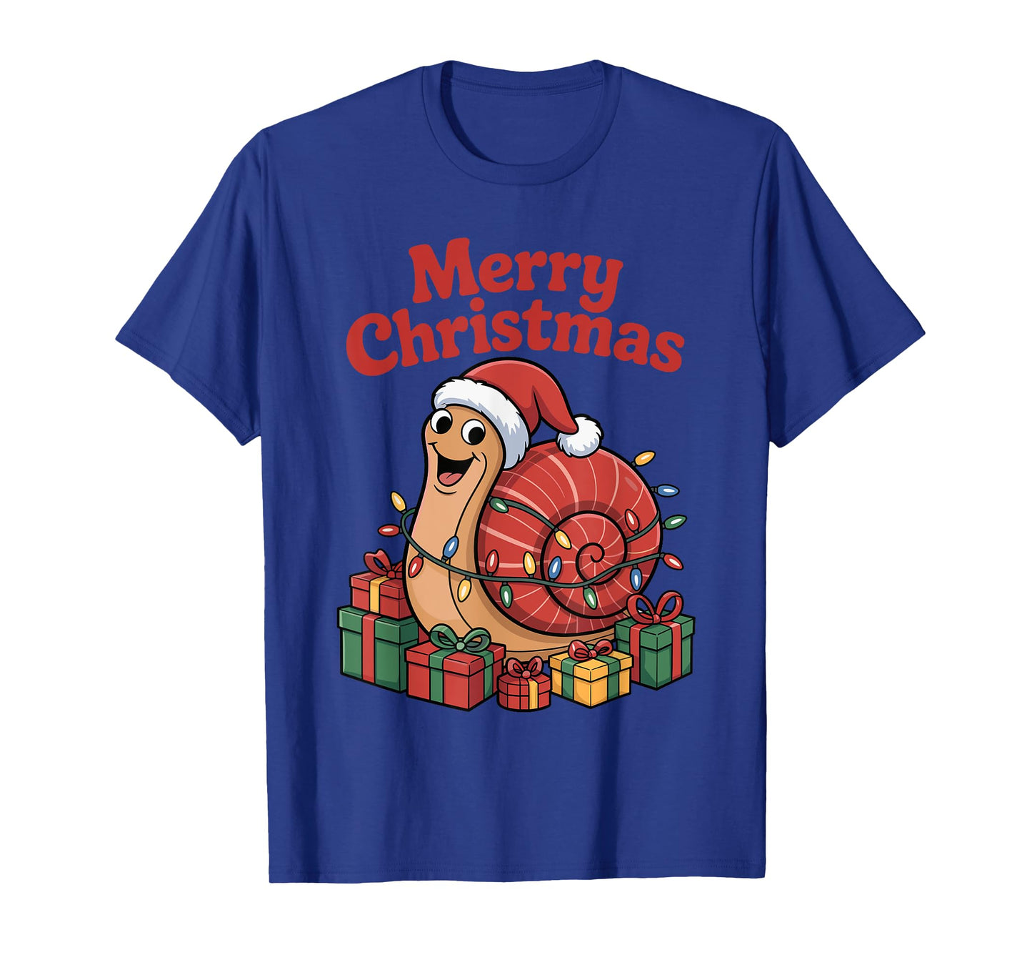 Funny Snail Santa Hat Animals Lovers Ugly Christmas Pajamas T-Shirt