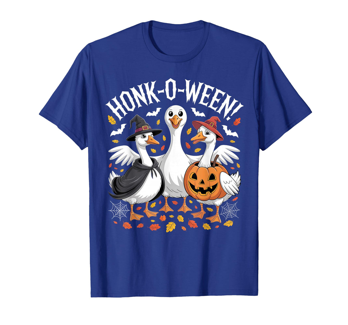 Honk-O-Ween Funny Halloween Goose Witch Pumpkin Spooky Crew T-Shirt
