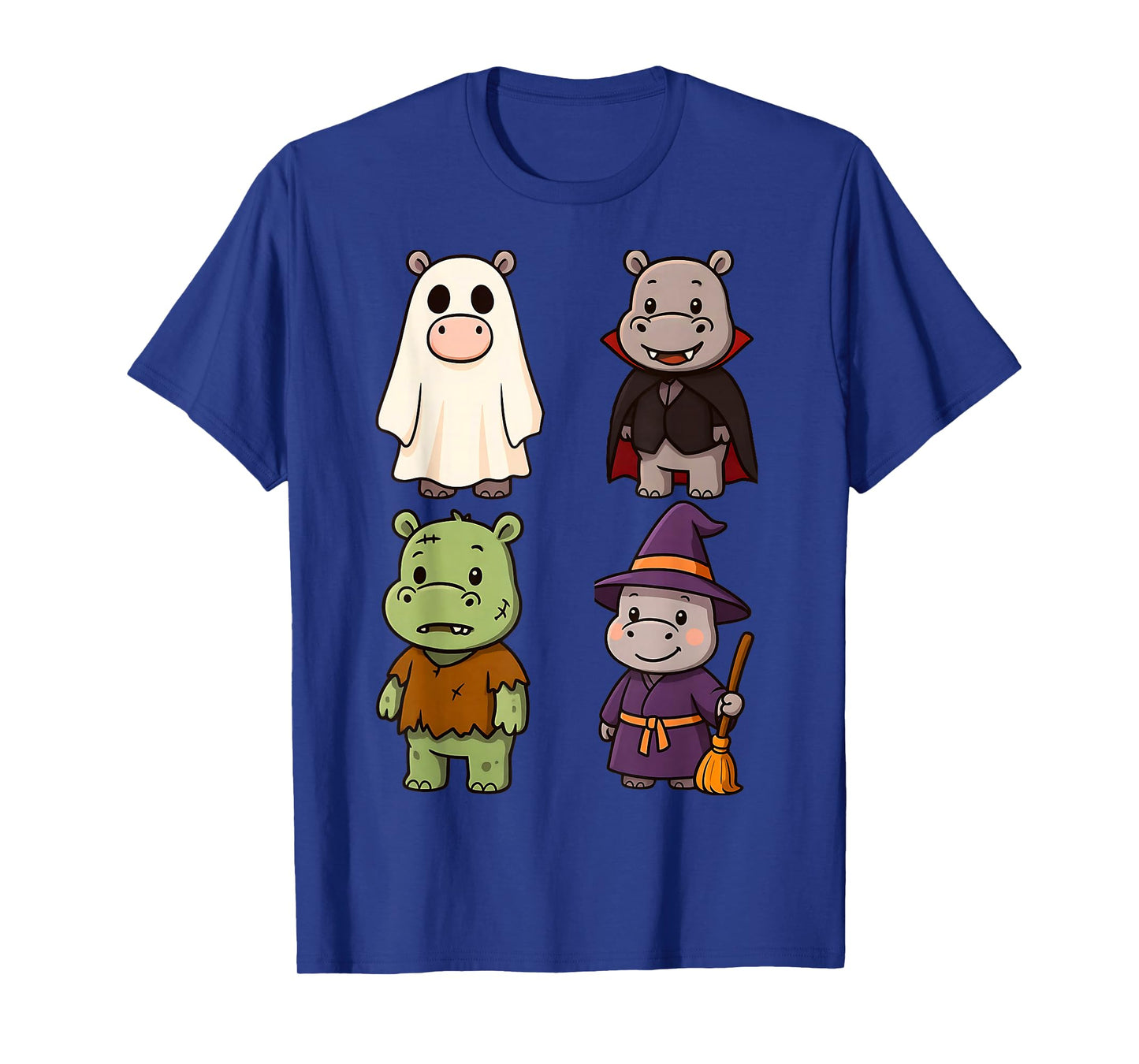 Halloween Cute Hippo Witch Vampire Ghost Zombie Boys Girls T-Shirt
