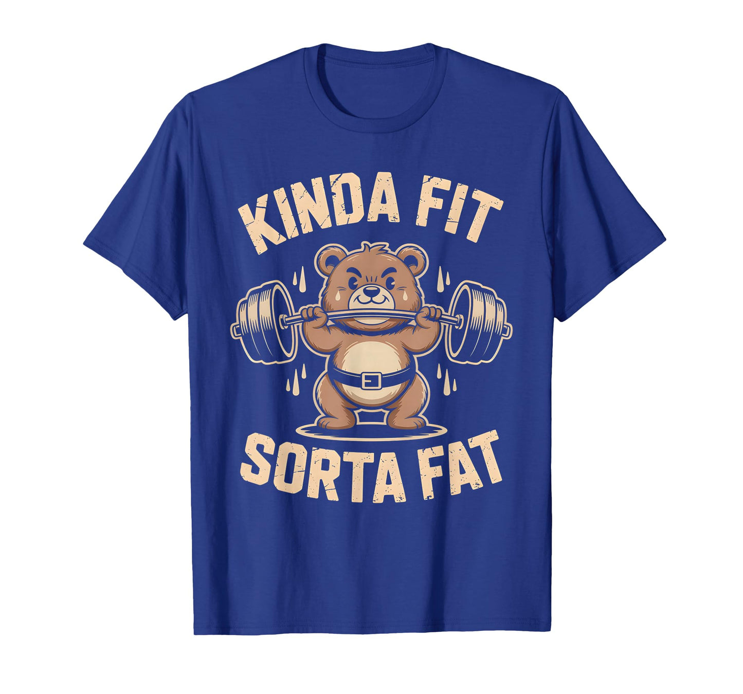 Kinda Fit Sorta Fat Funny Cute Bear Weightlifter Workout Gym T-Shirt