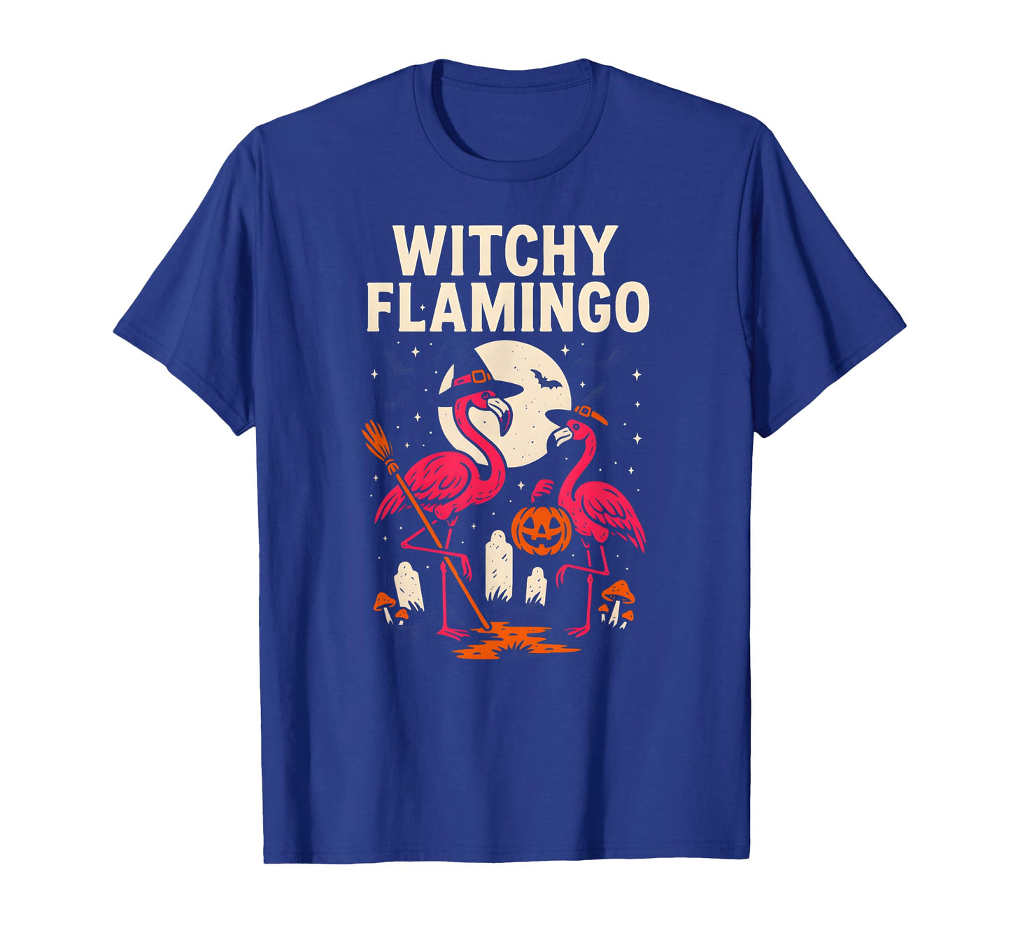 Flamingo Witchy Flamingo Fun Womens Spooky Pink T-Shirt