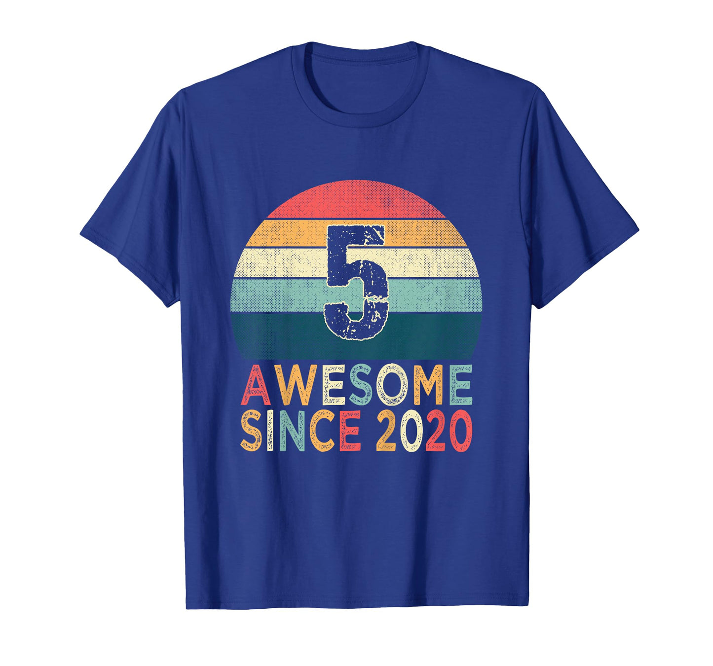 Kids 5th Birthday Vintage Retro 5 Years Old Awesome Since 2020 T-Shirt