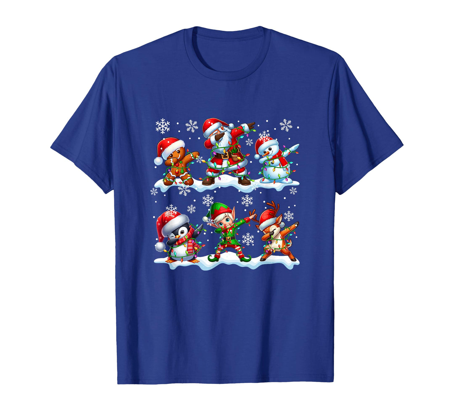 Xmas Group Dabbing Gingerbread Reindeer Santa Elf Snowman T-Shirt