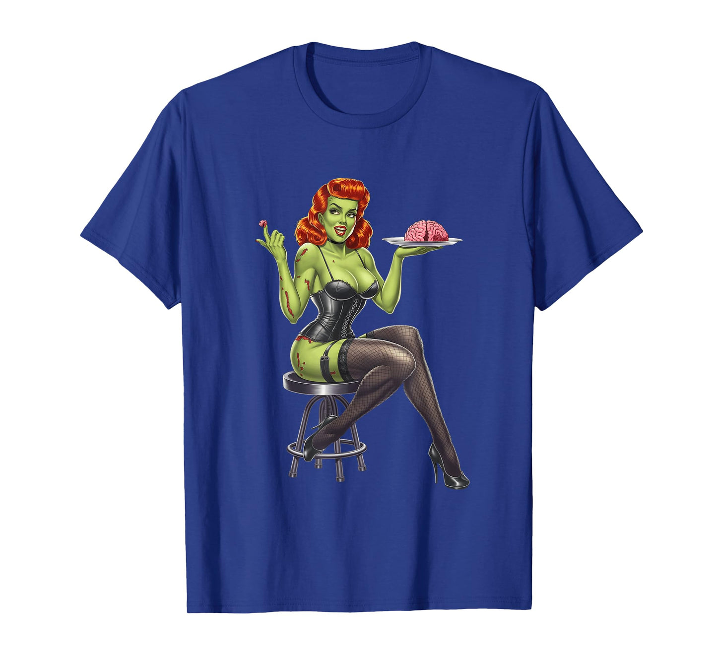 Retro Zombie Pin Up Girl Burlesque Vintage Horror Halloween T-Shirt