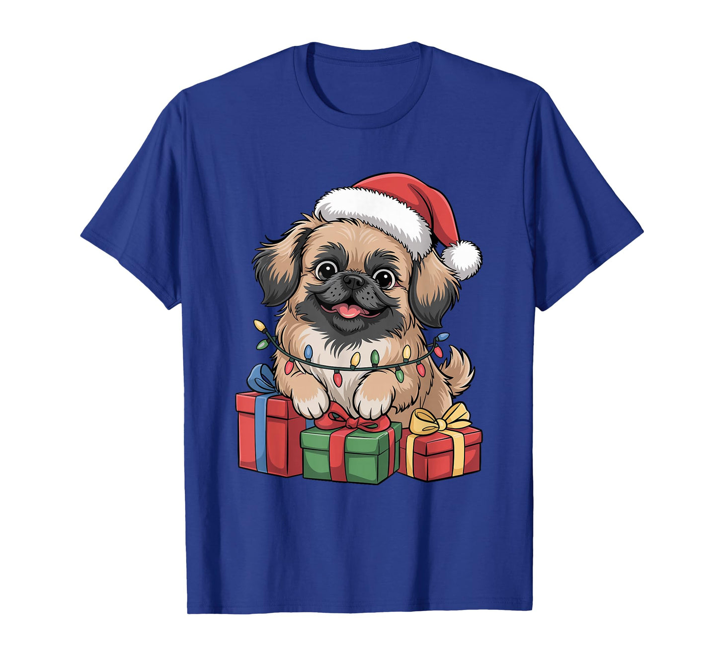 Cute Pekingese Santa Hat Christmas Xmas Dog Lovers Holiday T-Shirt