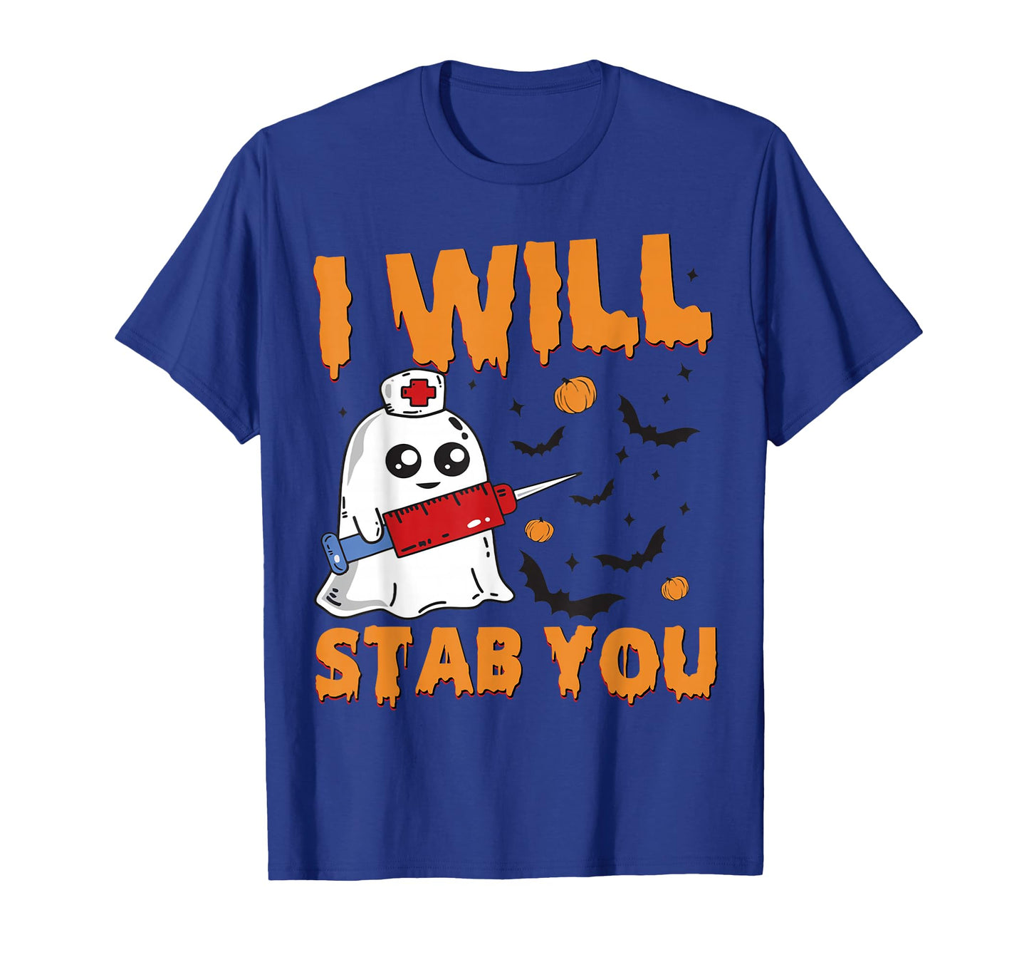 I Will Stab You Ghost Nurse Retro Funny Halloween for Nurses T-Shirt