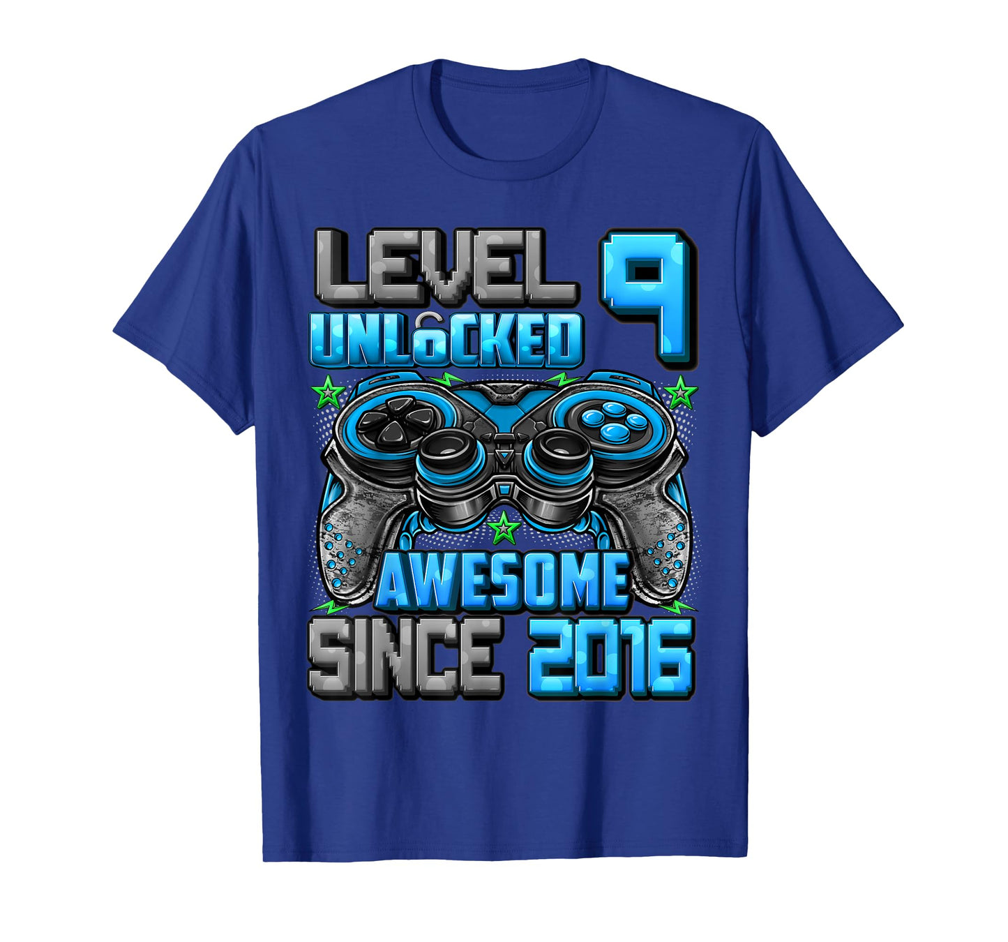 Level 9 Unlocked Awesome Since 2016 9th Birthday Gaming T-Shirt