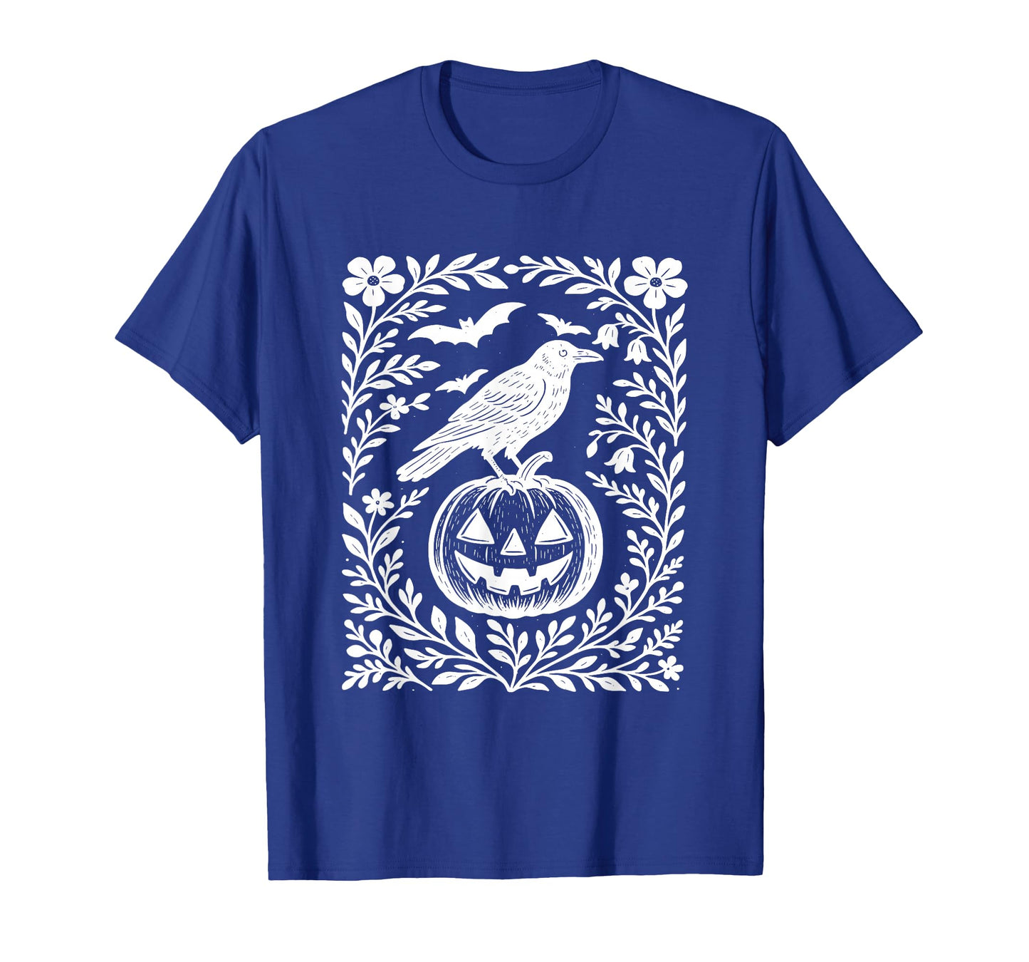 Floral Crow Halloween Boho Pumpkin Spooky Jack O Lantern T-Shirt