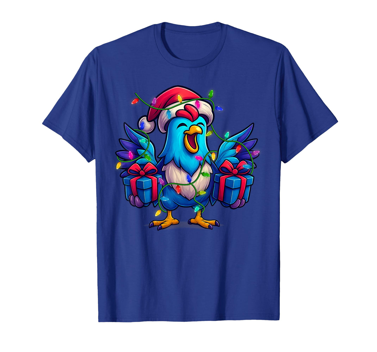 Cute Colorful Chicken Design Christmas Tee for Women Girls T-Shirt